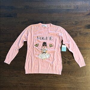 NWT In2You Women’s Pink Vogue Sweater with Pearls Size Small